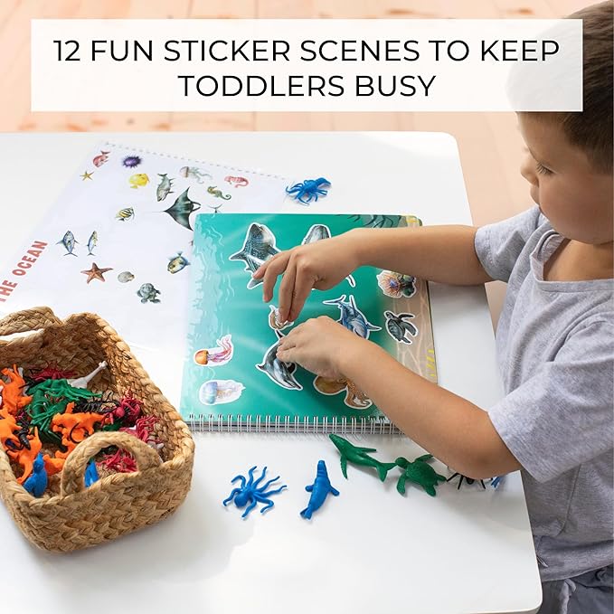 ZICOTO Fun Sticker Book for Toddlers 2-4 Years - Perfect Kids Activity Book with Beautiful Stickers & 12 Themes for Entertaining Girls & Boys 4-8 While Traveling - Incl. Animal and Coloring Pages