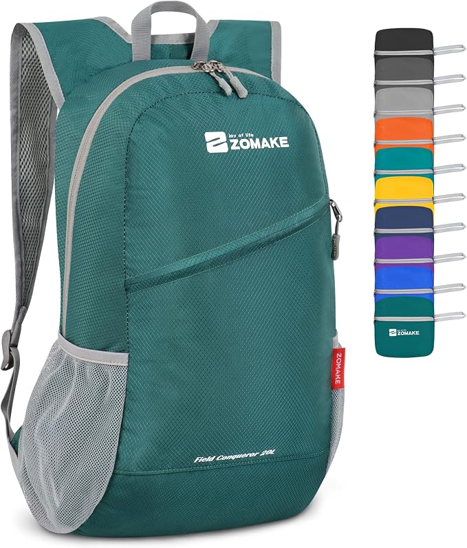 ZOMAKE Lightweight Packable Backpack 20L, Foldable Small Daypack for Hiking | Water Resistant Backpacks Day Bag for Travel Outdoor Camping Sport, Everyday Carry, Multi Compartment Storage(Army Green)