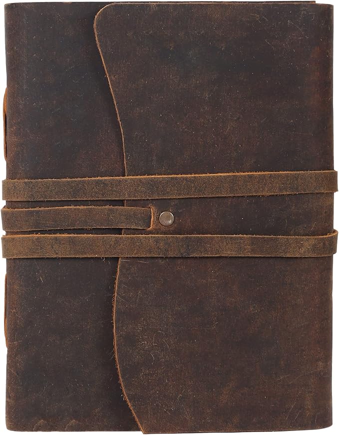KomalC Handmade Leather Journal | Writing Diary | Bound Daily Notepad For Men & Women Unlined Paper Medium, writing pad gift for artist, sketch