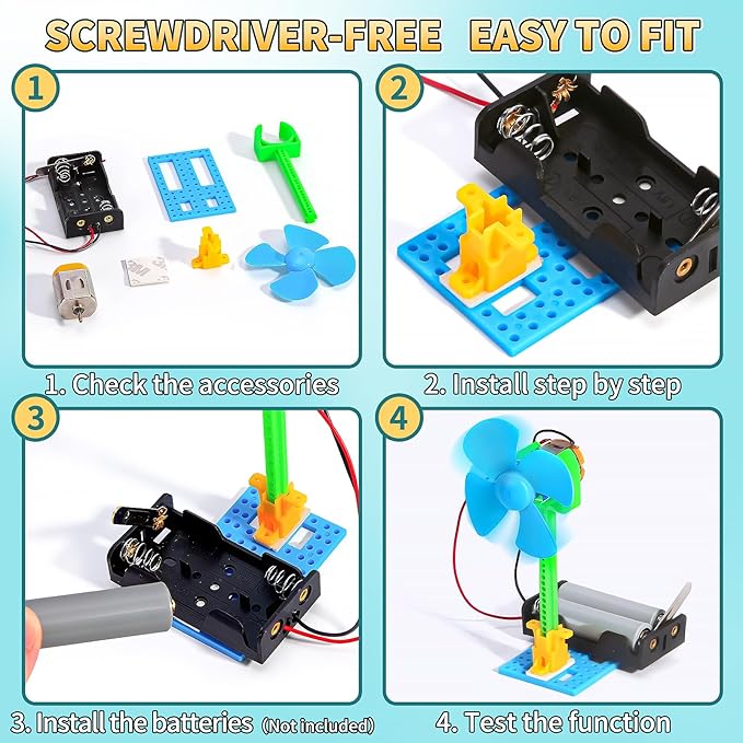 Bulk STEM Kits - 8 Set Electrical Fans, Girls Boys Crafts Science Kits for Kids Age 8-12, STEM Toys for Boys 8-10 8 10 12 13 Classroom, Engineering Activities Experiments Projects Circuit