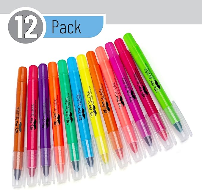 Mr. Pen- No Bleed Gel Highlighters, Fluorescent Assorted Colors, 12 Pack, Bible Highlighters and Pens No Bleed, Bible Markers for Study, Journaling, School Supplies and Accessories