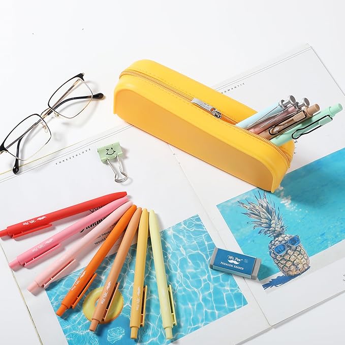 Mr. Pen- Silicone Pencil Case, Aesthetic Pencil Bag for Women, Makeup Pouch, Multifunctional Pouch for Stationery, Cosmetics and Electrical Goods Storage