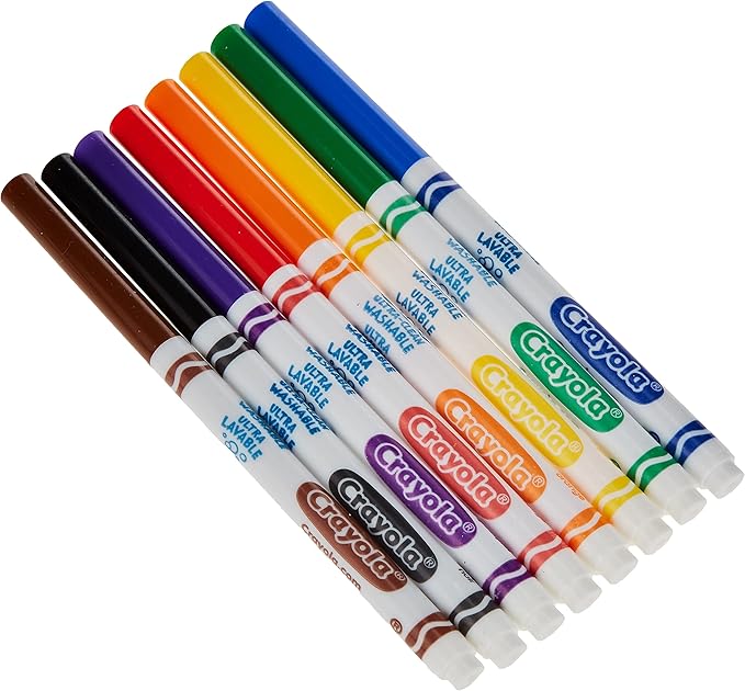Crayola® Ultra-Clean Washable Color Markers, Thin Line, Assorted Classic Colors, Box Of 8