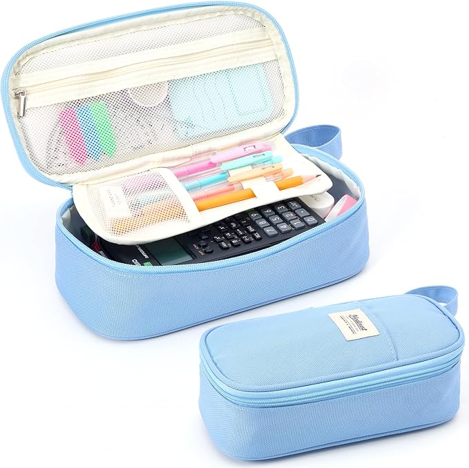 Pencil Case Pouch, Large Capacity Pen Bag Organizer, Cute Aesthetic Pencil Box for Girls Boys Kids, Back to School Supplies, Teacher Supplies Classroom Essentials, Dusty Blue