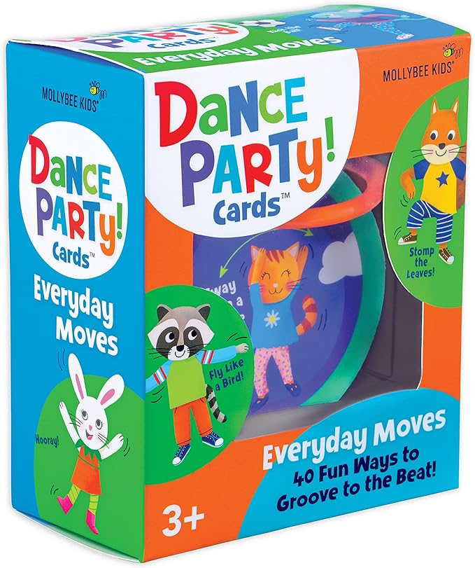 MOLLYBEE KIDS Preschool Dance Party Cards Everyday Moves, Gifts for Ages 3+, Toddler Travel Game and Activity