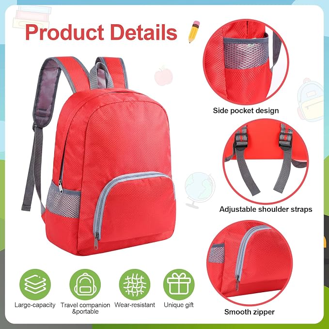 48 Pcs Back to School Backpacks in Bulk Classic Colorful Foldable Backpacks Oxford Cloth Multi-Use Book Bags for Outdoor Travel Student School Supply 7 Colors