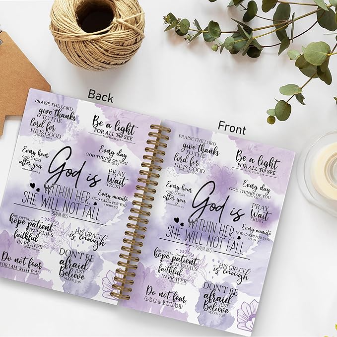 QLMX Purplle Christian Gifts for Women Spiral Notebook, God Is Within Her She Will Not Fall Journal Notebook, Bible Notebooks for School Work, Inspirational Religious Office Supplies Gifts, 5.5x8.3In