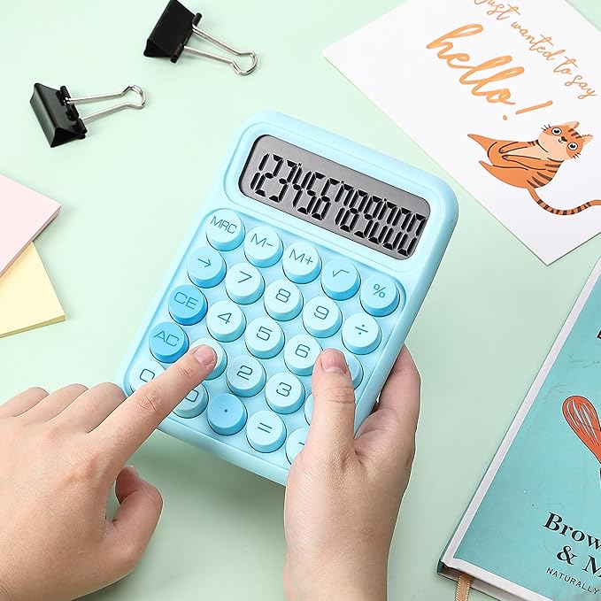 Mr. Pen- Mechanical Switch Calculator, 12 Digit Large LCD Display, Blue with Big Buttons, Mechanical Switch Calculator for Home, School, Office