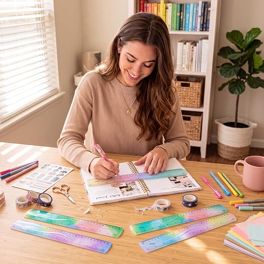 12 Pcs 12 Inch Flexible Rulers Bendable Soft Plastic Ruler