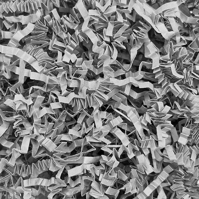 Tisspoms 1LB Crinkle Cut Paper Shred Filler, Paper Shreds for Basket Fillers, Birthday, Gift Wrapping, Anniversary, Wedding, Halloween, Thanksgiving, Christmas Gift Decor Party Filler (Light Gray)