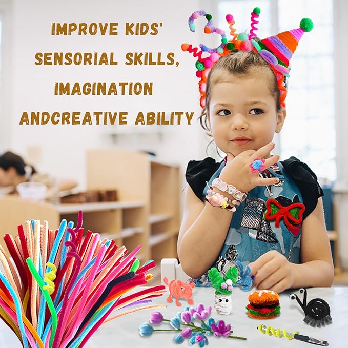 Pipe Cleaners,Arts and Crafts,Chenille Stems,1000PCS Pipe Cleaners Craft Christmas Gifts Craft Supplies for Kids Projects Creative DIY Decorations,Juegos para Niños