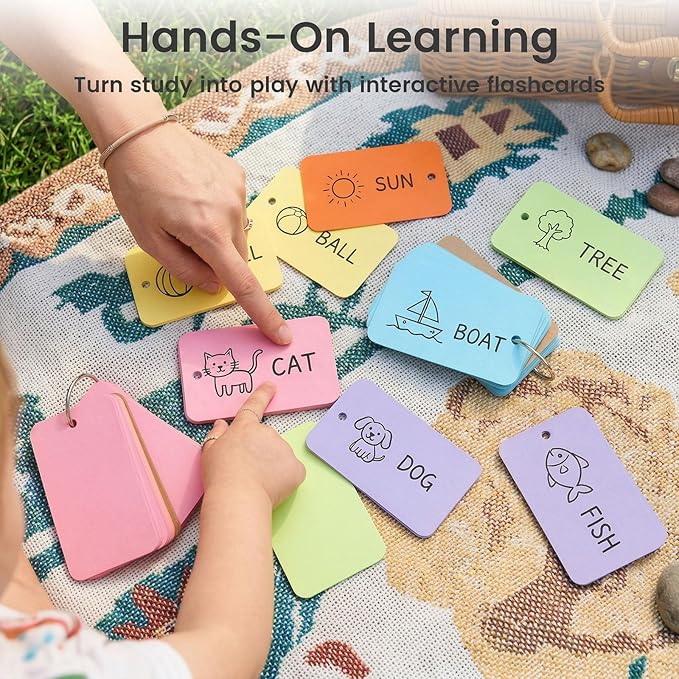 Koogel 300PCS Flash Cards with Key Ring, Colored Index Cards for School, 2.2 x 3.5 Inch, Small Portable Notecard for Studying Nursing Classroom Office Home Note Taking To Do List Essentials, 6 Colors
