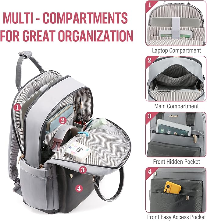 LOVEVOOK Travel Laptop Backpack Women Anti-theft Laptop Bag with USB Port Waterproof Computer Backpack for Nurse College Work
