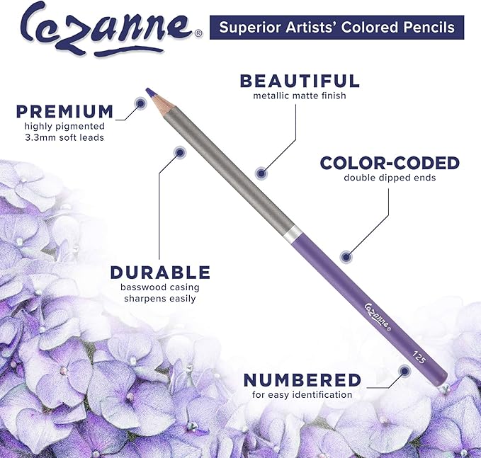 Cezanne Premium Colored Pencil Set with 6pk Colorless Blenders - Soft Wax Core Colored Pencils for Drawing, Blending, Coloring, Professional Artists & More! - 24-Count