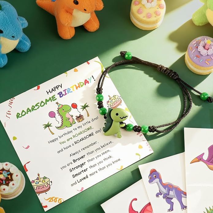 PEALICIOUS Dinosaur Bracelets for Boys, Back to School Birthday Son Gifts | First Day of Kindergarten Bracelet, Adjustable Dino Gifts Match Dinosaur Costume, Birthday Gifts for Boys Son Grandson