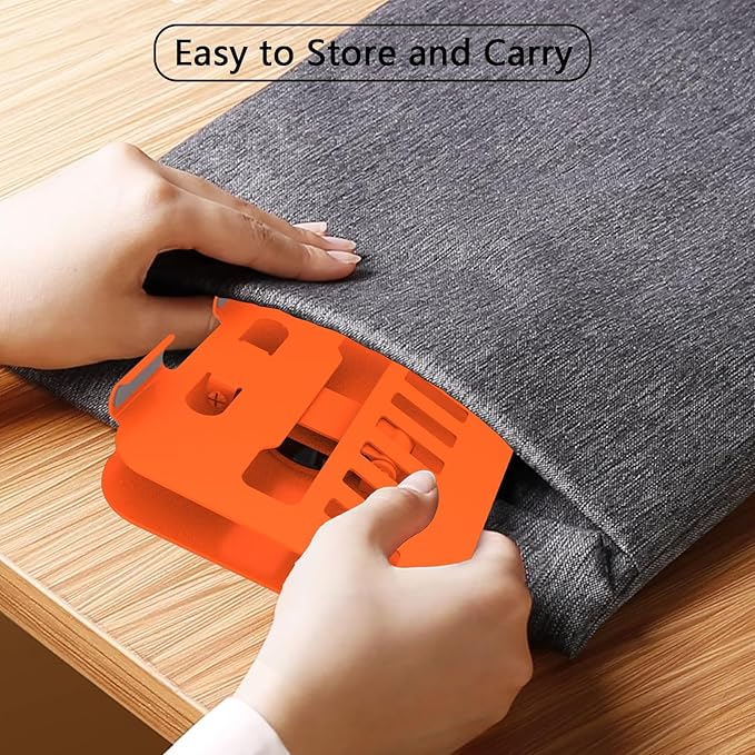 360° Rotation Tablet Stand, Ultra Stability Base Fully Folded Easy to Store and Carry Adjustable iPad Stand Compatible with 4-13" Tablet E-Reader iPad Pro/Air/Mini and More (Orange)