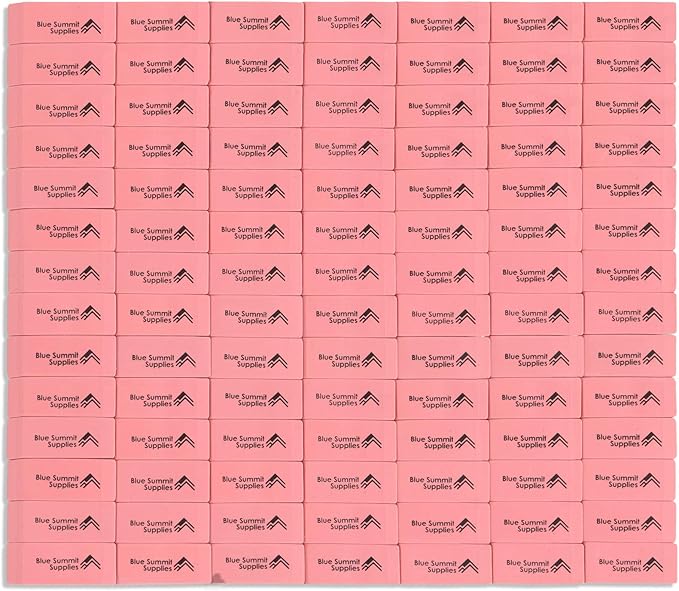 Blue Summit Supplies 100 Pack Pink Erasers Bulk, Pink Pearl Bulk Erasers for Kids, School, and Classroom