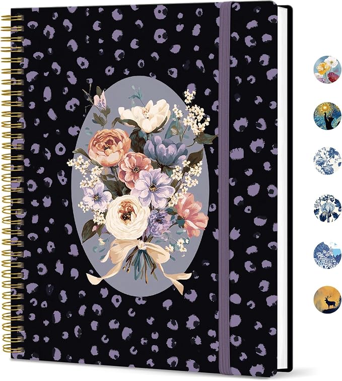 Taja Large Spiral Lined Journal for Women and Men, Notebook for Work