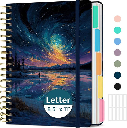 Taja Cute Large Spiral Lined Notebook for Work with 5 Removable Dividers