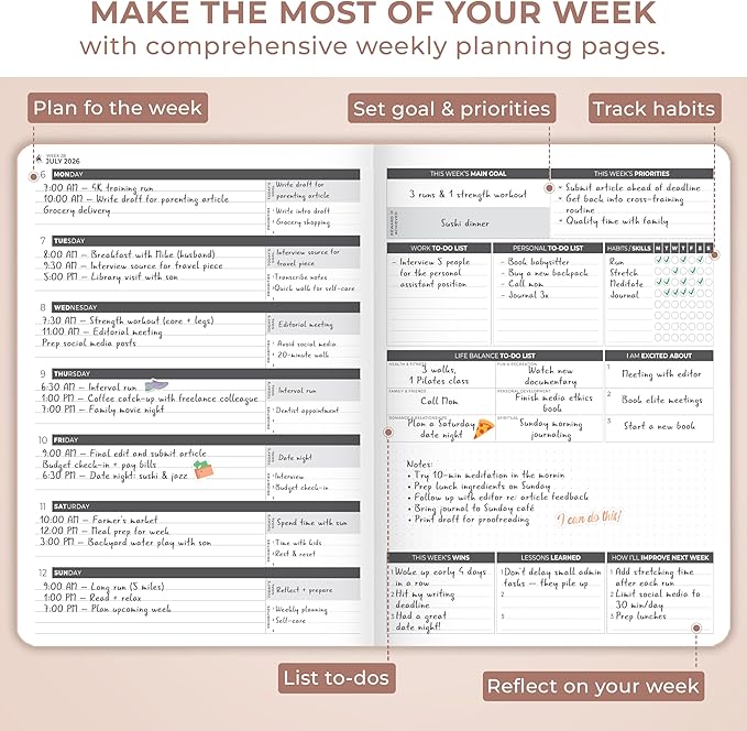 Clever Fox Planner PRO Dated (Jan 2026–Jan 2027) Weekly & Monthly Life Planner to Increase Productivity, Time Management and Hit Your Goals – Organizer, Gratitude Journal – A4 Size (Rose Gold)