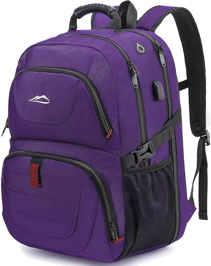 ProEtrade Travel Backpack, Extra Large Laptop Backpack Business Anti Theft TSA Approved College Work Computer Bag Fits 17 Inch Laptop with USB Charging Port for Women Men(Purple)