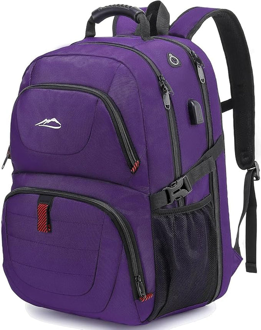 ProEtrade Travel Backpack, Extra Large Laptop Backpack Business Anti Theft TSA Approved College Work Computer Bag Fits 17 Inch Laptop with USB Charging Port for Women Men(Purple)