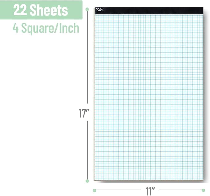 Mr. Pen- Graph Paper Pad, 17x11 Inches, 4x4 (4 Squares per Inch), 22 Sheets (Pack of 2)