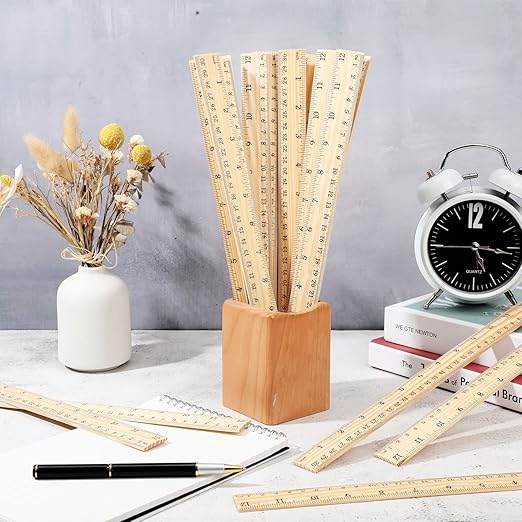 Zonon 30 Pcs Wooden Rulers Bulk 12 Inch Ruler for Classroom, Easy-to-Read with Inches and Metric, First Day of School Gift for Kids, School, Home, Office, Students, Teachers