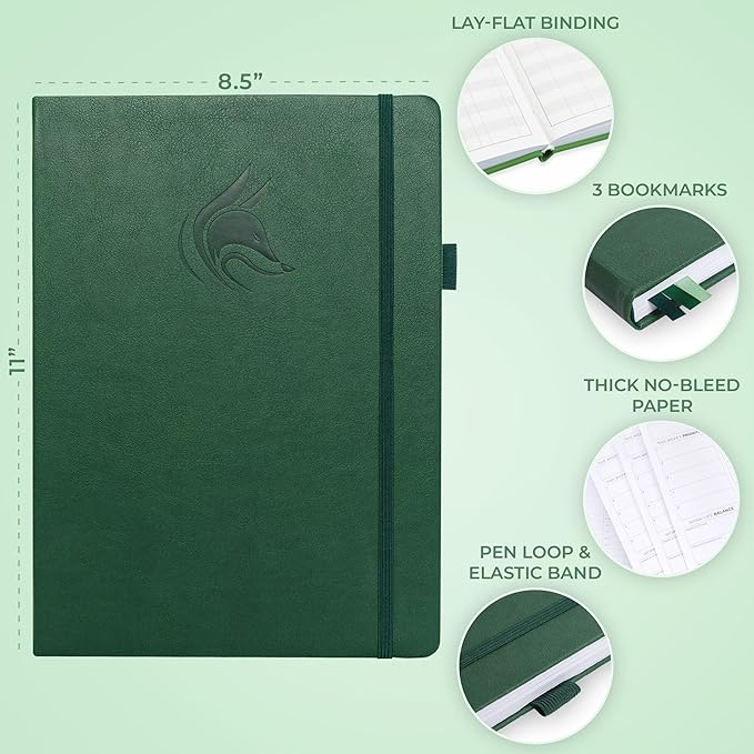 Clever Fox Planner PRO Schedule Dated (Jan 2026–Jan 2027) – Weekly & Monthly Life Planner with Time Slots, Appointment Book and Daily Organizer to Increase Productivity, A4 Hardcover – Forest Green