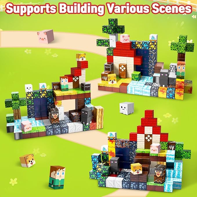 Intoypad 150PCS Magnetic Blocks for Kids, 0.8in Magnetic Building Block Toys for Boys Girls Age 3 4 5 6 7 8 9 10 Magnet Cubes Game Magnetic Tiles STEM Toys Christmas Birthday Gifts for Kids Toddlers