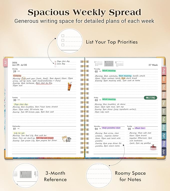 Academic Planner 2026-2027, Hardcover Weekly and Monthly Calendar Planner from July 2026 - June 2027, 6.1" x 8.2" A5 Daily Agenda with Tabs, College School Organizer for Student Teacher, The Tree of Life in Oils