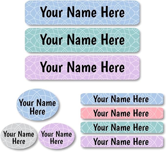 Lovable Labels Personalized Labels for Kids (85 Labels/Pack) - 3 Label Sizes Waterproof Dishwasher Safe Peel & Stick Labels for School Supplies Daycare Camp Clothing Bottles (Designer Series Mandala)