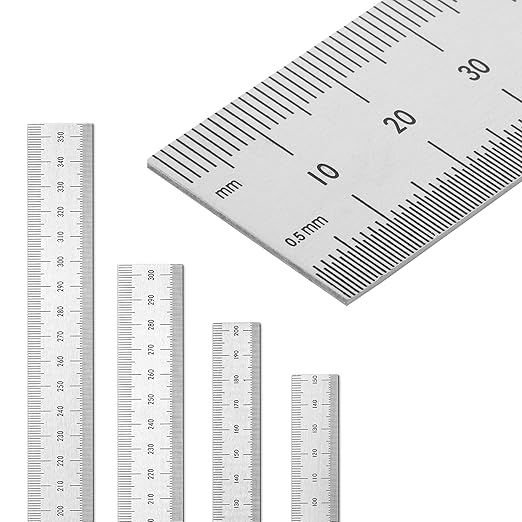 Mr. Pen- Machinist Ruler, 4 Pack, (6, 8, 12, 14 Inch), Stainless Steel Metric & Imperial, Precision Measuring Tool, 1/64", 1/32", 0.5 mm Graduation for Engineering, Carpentry, Drafting, Office, School
