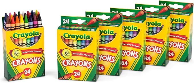 Crayola Crayons, Bulk School Supplies For Kids, 24 Count Crayon Box (Pack Of 6), Assorted Colors
