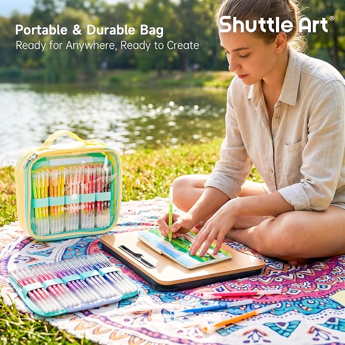 Shuttle Art Colored Pens, 100 Vibrant Colors Cute Journal Pens 0.6mm Fine Point Colored Gel Pens for Black Paper in Portable Bag for Coloring Writing Drawing Journaling Note Taking School Office Home