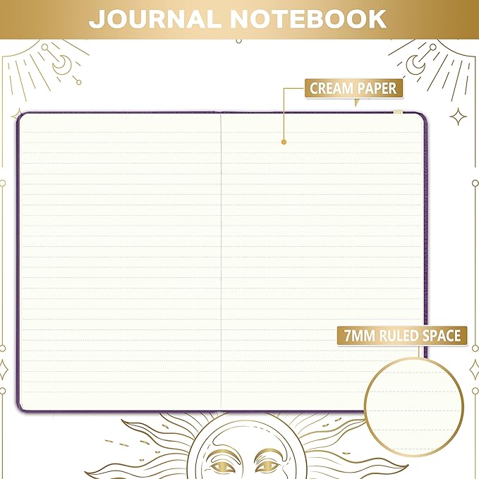 Artfan Ruled Notebook/Journal – Premium Thick Paper Faux Leather Classic Writing Notebook with Pocket + Page Dividers Gifts, Banded, Large, 144 Pages, Hard Cover, Lined (5.8''x 8.4'') - Purple