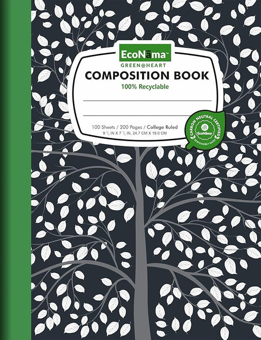 Composition Notebooks Pack of 48 College Ruled 200 Pages (100 Sheets) 9.75"x7.5" Black Marble Carbon Neutral Recyclable Paper Eco-Friendly School & Office Supplies For Students and Professionals