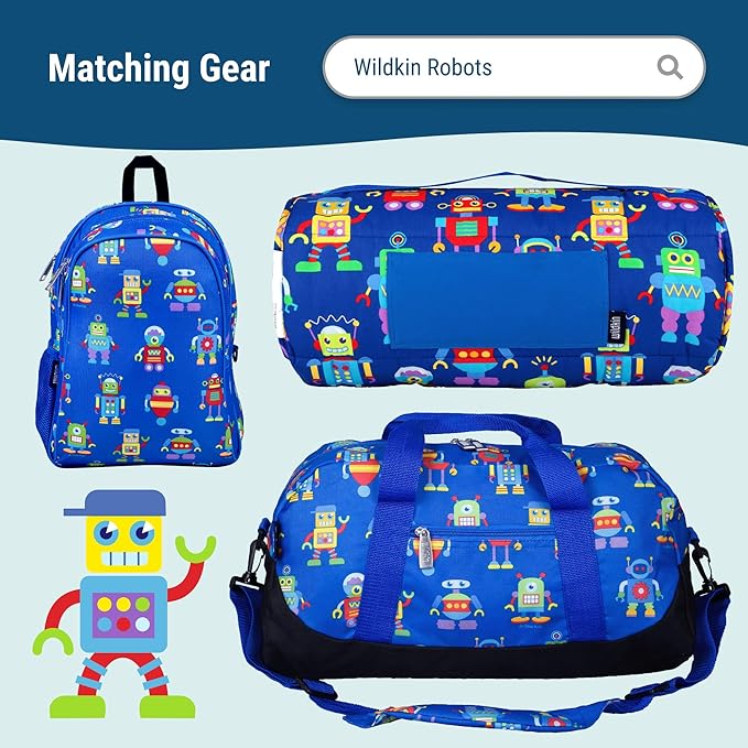 Wildkin Kids Insulated Lunch Box, Keeps Food Hot or Cold, BPA-Free with Mesh Pockets & Easy-Clean Lining – Ideal for School, Travel & Daycare – Robots