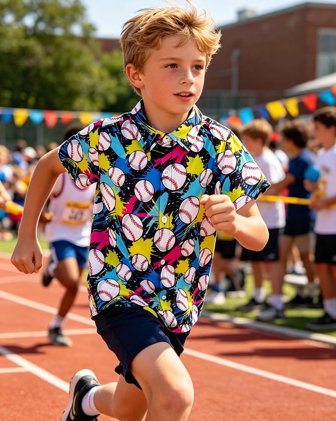 Enlifety 2-10T Kids Hawaiian Shirt Boys Short Sleeve Button Down Shirts Hawaii Summer Casual Blouse