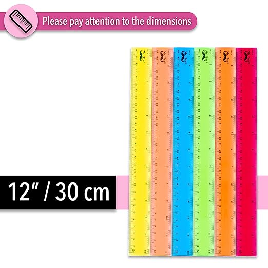 Mr. Pen- Plastic Rulers, 12 Inch, 6 Pack, Assorted Colors, Scratch-Resistant Design with Inches and Centimeters, Durable Transplant Rulers for Crafting Office & School, School Supplies