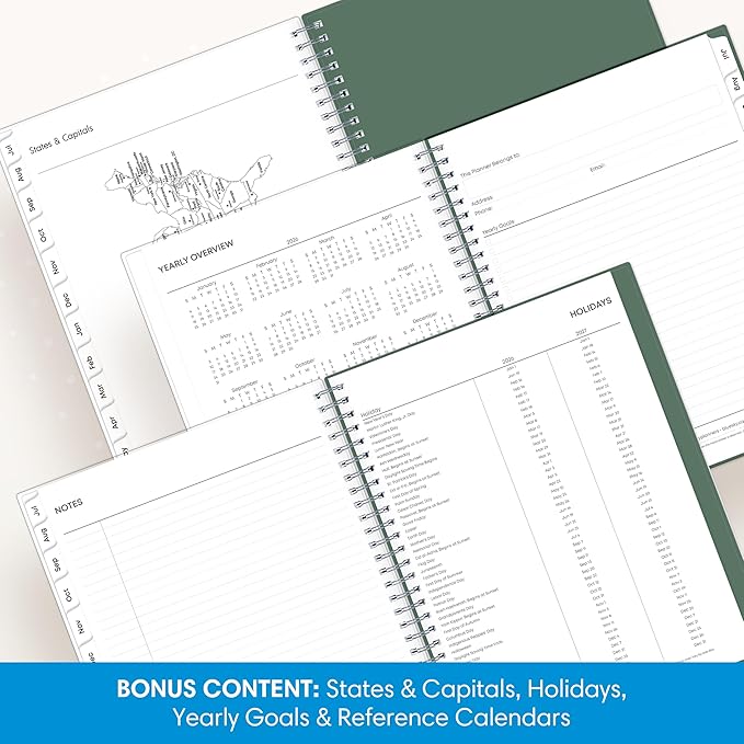 Blue Sky 2026-2027 Weekly and Monthly Academic Year Planner Calendar, July 2026 - June 2027, 8" x 10.875", Flexible Cover, Wirebound, Laminated Tabs, Seychelle