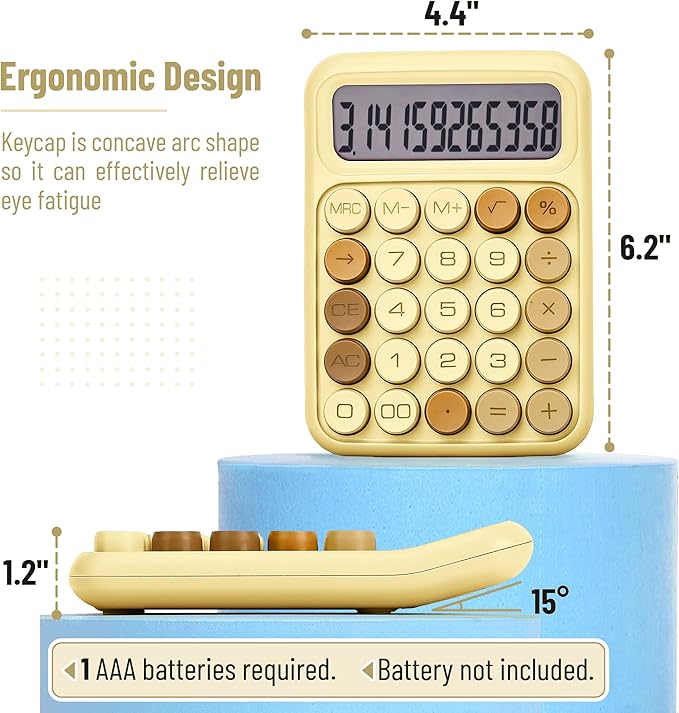 Mr. Pen- Mechanical Switch Calculator, 12 Digit Large LCD Display, Beach Sand with Big Buttons, Mechanical Switch Calculator for Home, School, Office