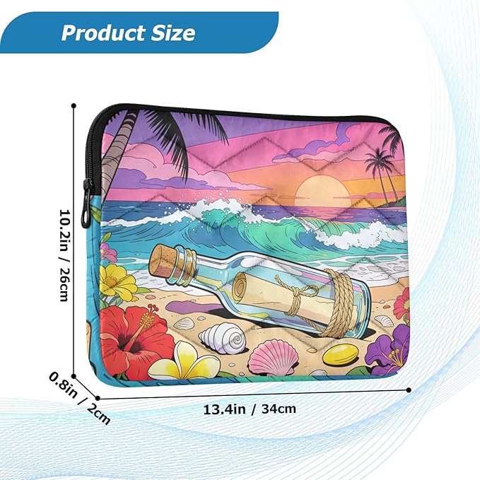Laptop Sleeve Case with Drift Bottle, Padded Protective Computer Sleeve Bag for 13-16 Inch Laptops, Lightweight Waterproof Notebook Pouch for Men and Women (15.7x11.8inch)