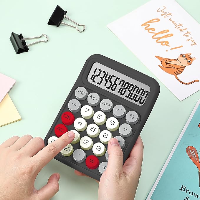 Mr. Pen- Mechanical Switch Calculator, 12 Digit Large LCD Display, Slate Grey with Big Buttons, Mechanical Switch Calculator for Home, School, Office
