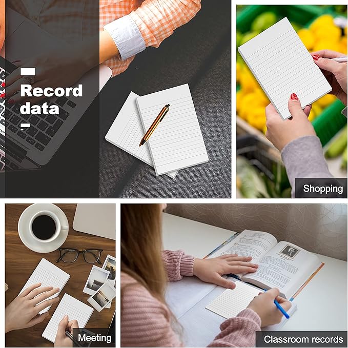 10 Pack Note Pads Small 4x6 Inch Lined Writing Memo Pads Refills Scratch Pads with 50 Sheets Each Pad Narrow Ruled Mini Pocket Notebook Writing Pads of Paper for Daily Work Planning and Organization