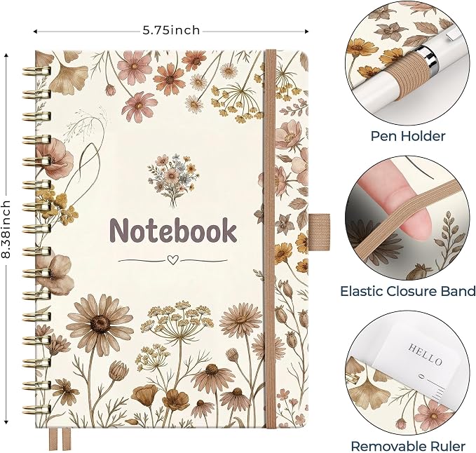 AHGXG Spiral Journal Notebook, 160 Lined Pages, A5 Size (5.7'' x 8.3'')