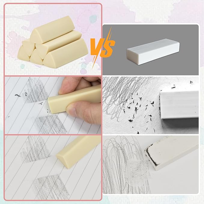 ONTYZZ 6 Pcs Erasers Soft Art Eraser for Pencil Office Writing Drawing