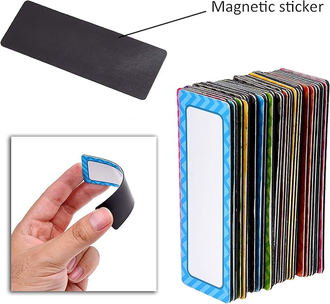 Kare & Kind 40 Pcs Magnetic Dry Erase Labels - Smooth Surface, Reusable and Writable Name Plates - Sticky Tags for Refrigerators and WhiteBoards - Use at Home, School and Office - Art and Crafts