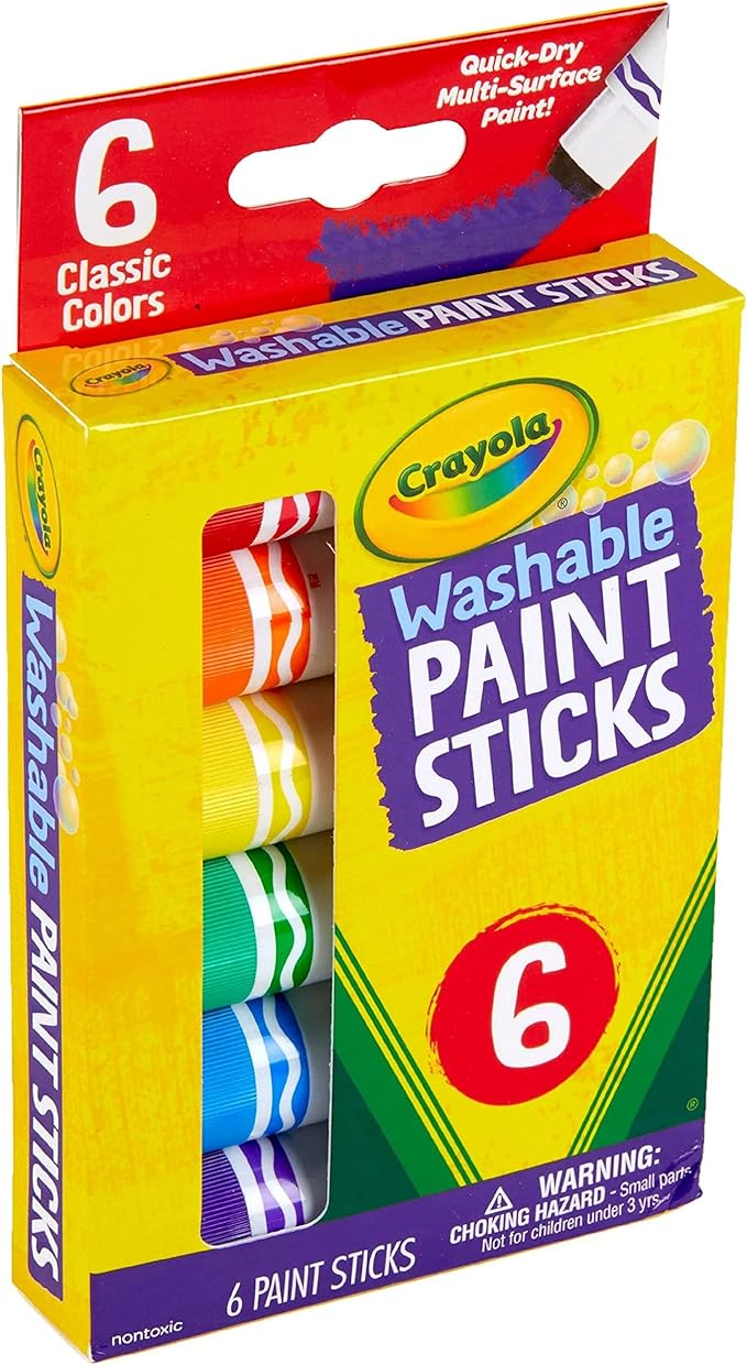 Washable Paint Sticks, No Water Required, Paint Set for Kids, Art Supplies, 6 Count