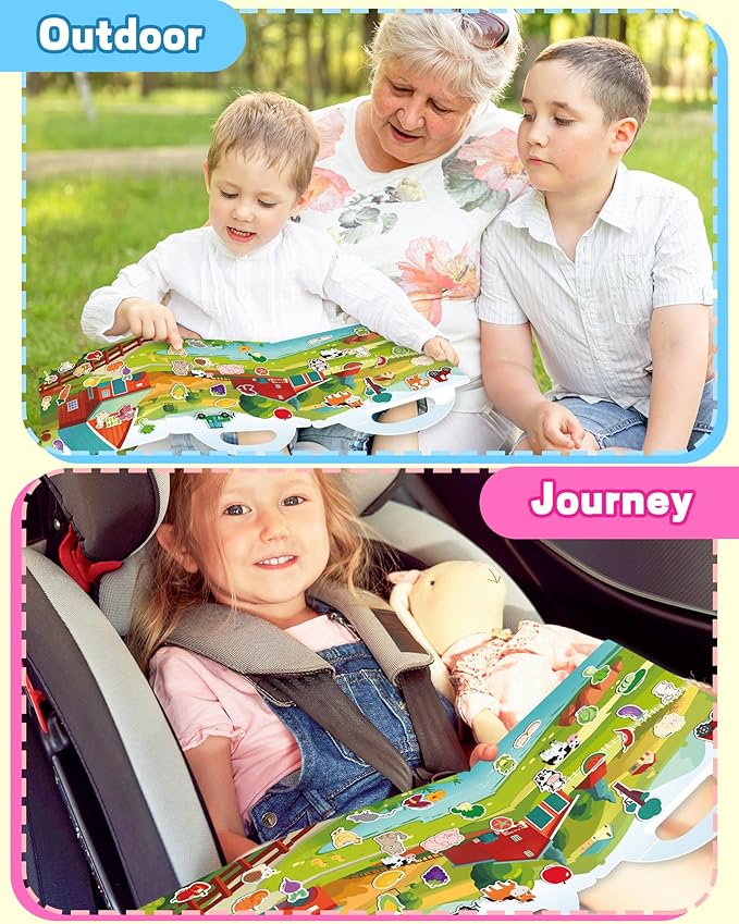 Walenced Reusable Sticker Book for Toddlers, Travel Stickers for Kids, Toddler Craft Activities Toys, Birthday Gifts for Boys & Girls